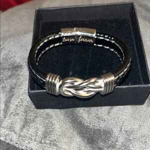 Men's Black and Silver Bracelet